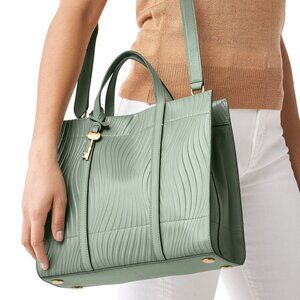 Fossil Women's Carmen Leather Shopper Bag Sage Green